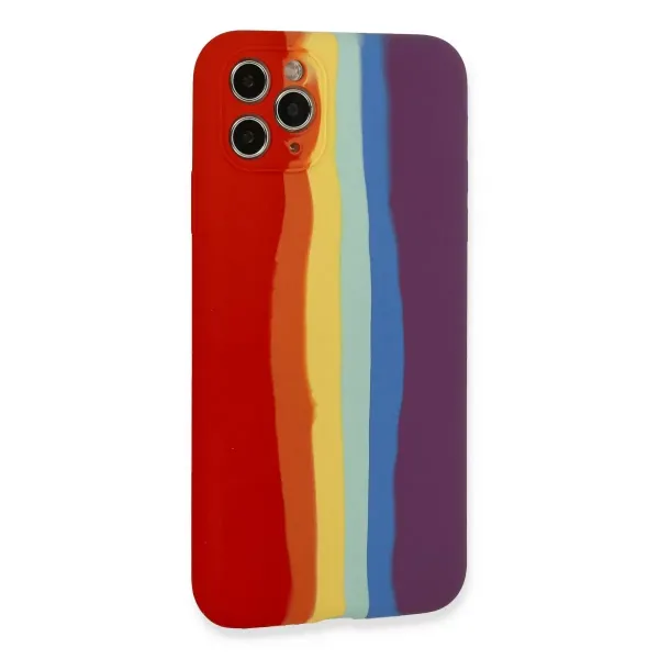Apple İphone 11 Pro Kılıf Ebruli Lansman Silikon - Kırmızı-mor