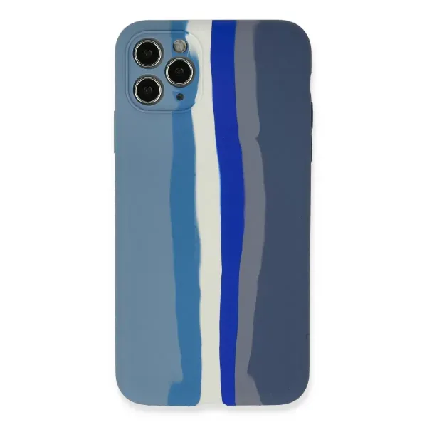 Apple İphone 11 Pro Kılıf Ebruli Lansman Silikon - Mavi-gri