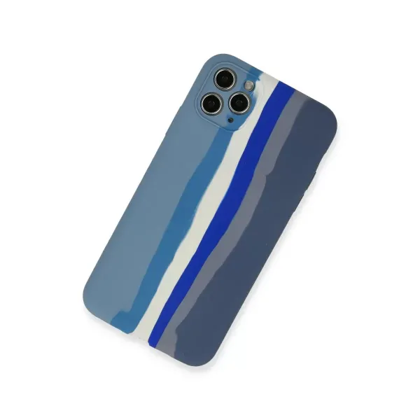 Apple İphone 11 Pro Kılıf Ebruli Lansman Silikon - Mavi-gri