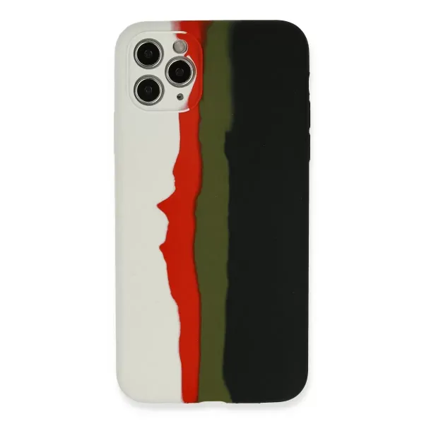 Apple İphone 11 Pro Kılıf Ebruli Lansman Silikon - Beyaz-siyah
