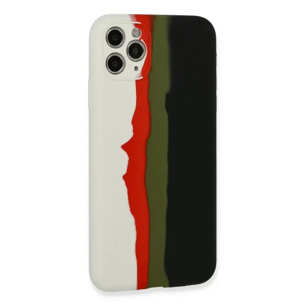 Apple İphone 11 Pro Kılıf Ebruli Lansman Silikon - Beyaz-siyah