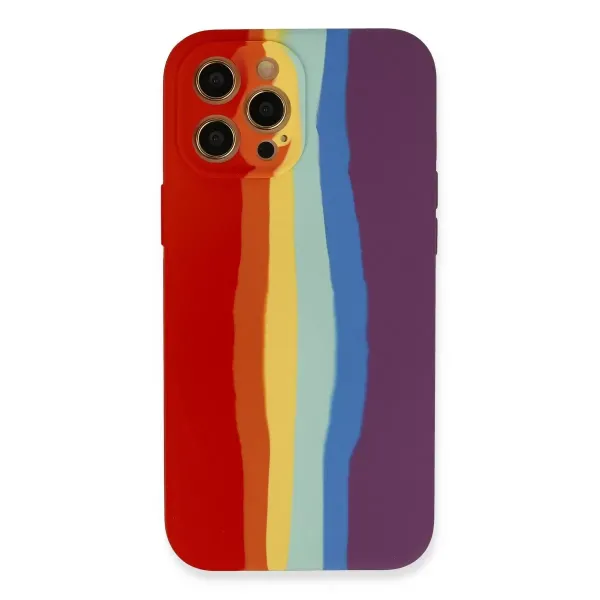 Apple İphone 12 Pro Kılıf Ebruli Lansman Silikon - Kırmızı-mor