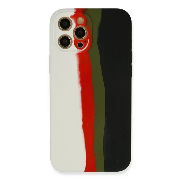 Apple İphone 12 Pro Kılıf Ebruli Lansman Silikon - Beyaz-siyah