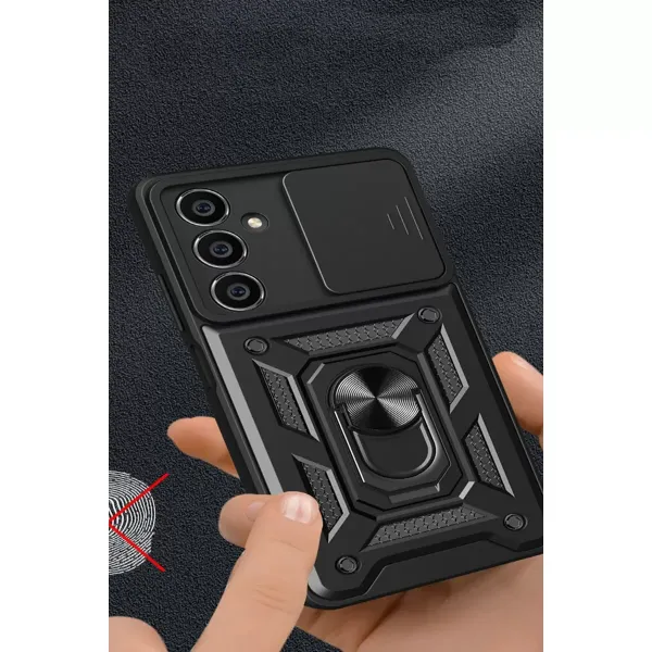 Samsung Galaxy A05s Kılıf Pars Lens Yüzüklü Silikon - Siyah