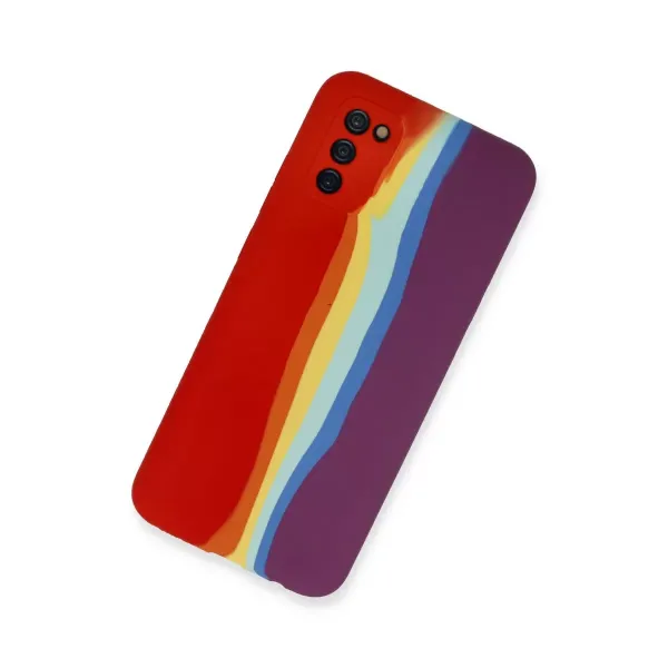 Samsung Galaxy A03s Kılıf Ebruli Lansman Silikon - Kırmızı-mor