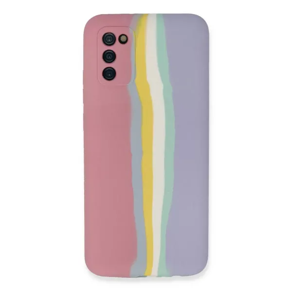 Samsung Galaxy A03s Kılıf Ebruli Lansman Silikon - Pembe-lila
