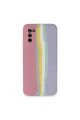 Samsung Galaxy A03s Kılıf Ebruli Lansman Silikon - Pembe-lila