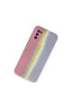 Samsung Galaxy A03s Kılıf Ebruli Lansman Silikon - Pembe-lila