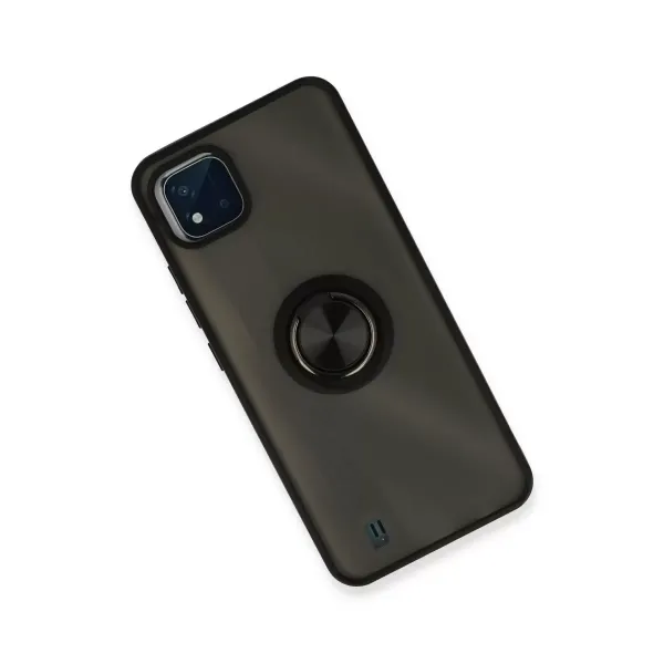 Realme C11 2021 Kılıf Montreal Yüzüklü Silikon Kapak - Siyah