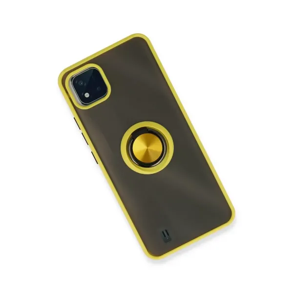 Realme C11 2021 Kılıf Montreal Yüzüklü Silikon Kapak - Sarı