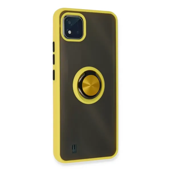 Realme C11 2021 Kılıf Montreal Yüzüklü Silikon Kapak - Sarı