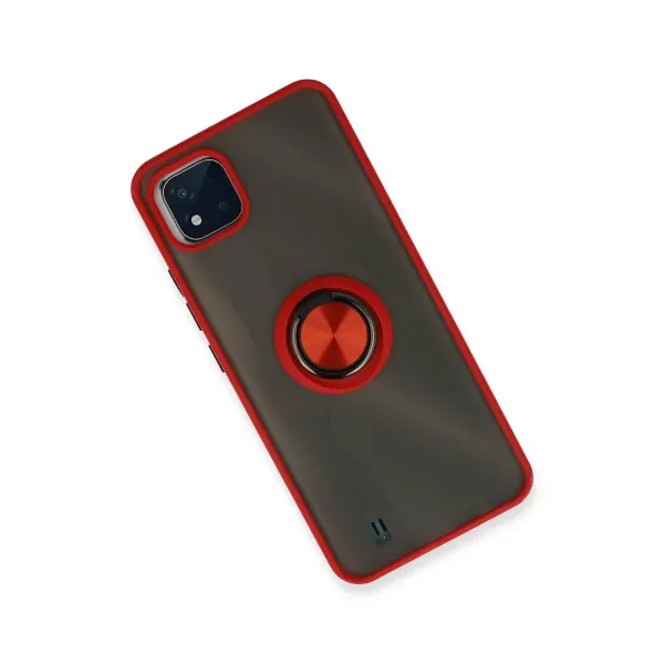Realme C11 2021 Kılıf Montreal Yüzüklü Silikon Kapak - Kırmızı