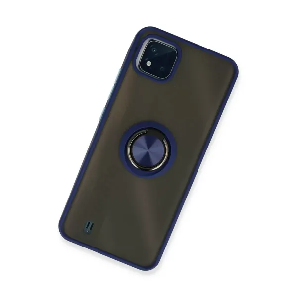 Realme C11 2021 Kılıf Montreal Yüzüklü Silikon Kapak - Lacivert