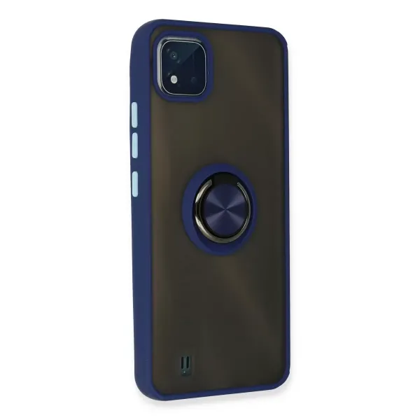 Realme C11 2021 Kılıf Montreal Yüzüklü Silikon Kapak - Lacivert