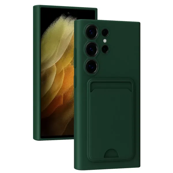 Samsung Galaxy S24 Ultra Kılıf Kelvin Kartvizitli Silikon - Koyu Yeşil