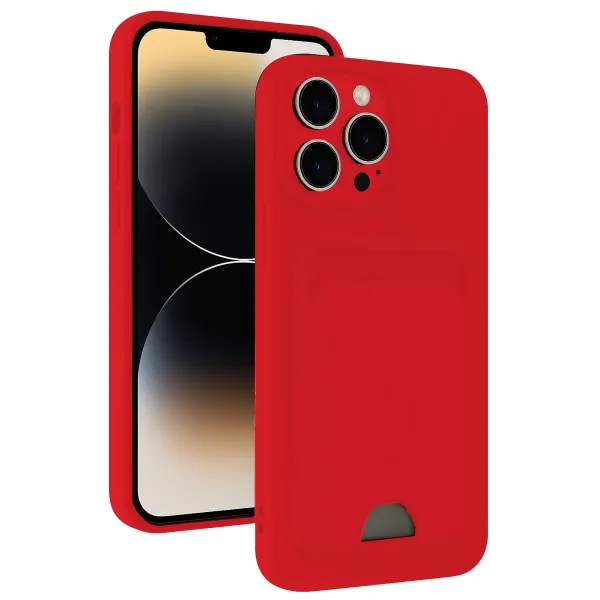 Apple İphone 13 Pro Kılıf Kelvin Kartvizitli Silikon - Kırmızı