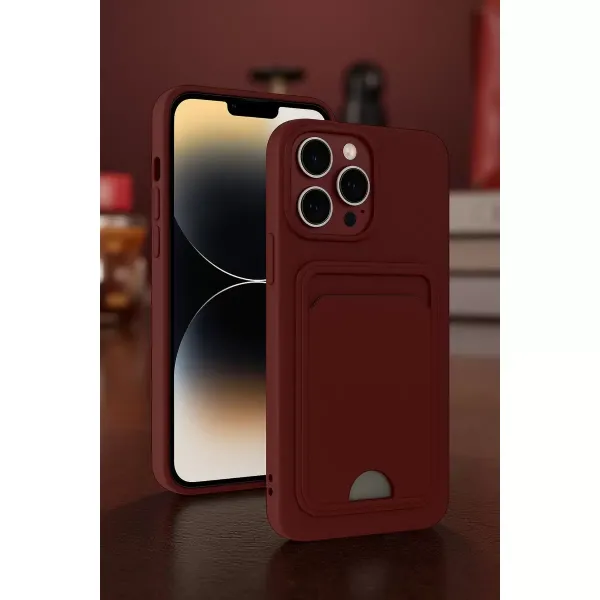 Apple İphone 13 Pro Kılıf Kelvin Kartvizitli Silikon - Kırmızı