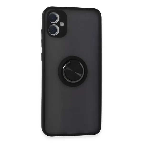 Samsung Galaxy A05 Kılıf Montreal Yüzüklü Silikon Kapak - Siyah