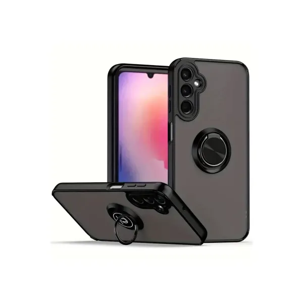 Samsung Galaxy A05s Kılıf Montreal Yüzüklü Silikon Kapak - Siyah