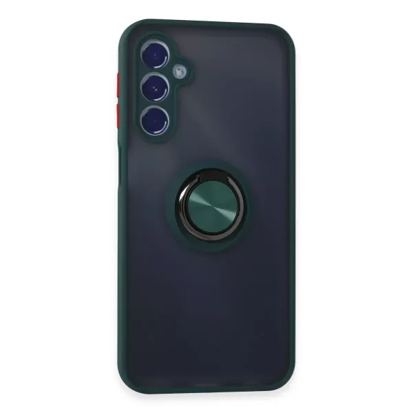 Samsung Galaxy M34 5g Kılıf Montreal Yüzüklü Silikon Kapak - Yeşil