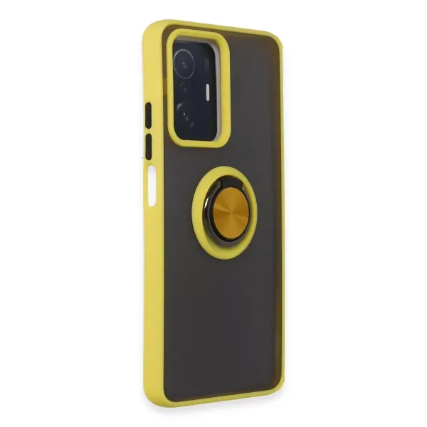 Xiaomi Mi 11t Pro Kılıf Montreal Yüzüklü Silikon Kapak - Sarı