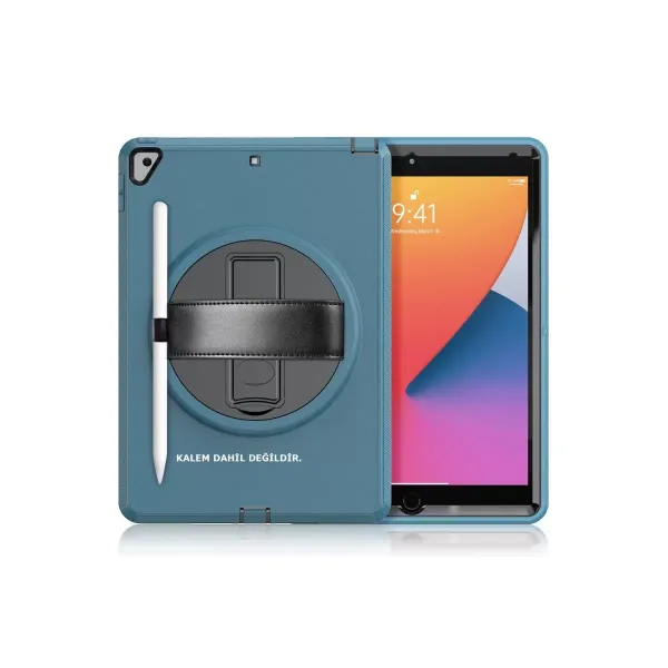 Apple İpad 10.2 (7.nesil) Kılıf Hand Strap Tablet Kılıfı - Turkuaz