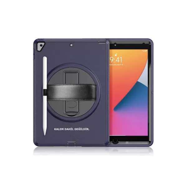 Apple İpad 10.2 (7.nesil) Kılıf Hand Strap Tablet Kılıfı - Lacivert