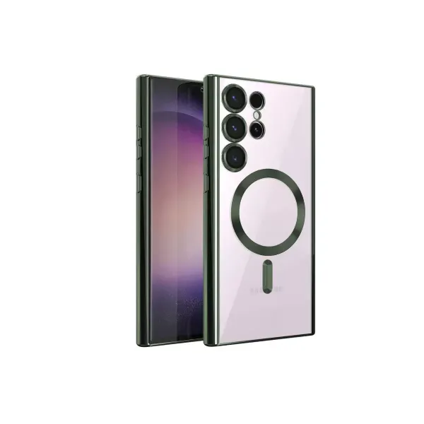 Samsung Galaxy S22 Ultra Kılıf Kross Magneticsafe Kapak - Koyu Yeşil