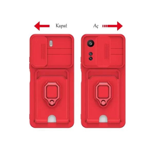 Xiaomi Redmi 13c Kılıf Zuma Kartvizitli Yüzüklü Silikon - Yeşil