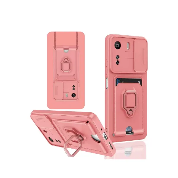 Xiaomi Redmi 13c Kılıf Zuma Kartvizitli Yüzüklü Silikon - Pembe