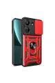 Xiaomi Redmi 13c Kılıf Pars Lens Yüzüklü Silikon - Kırmızı