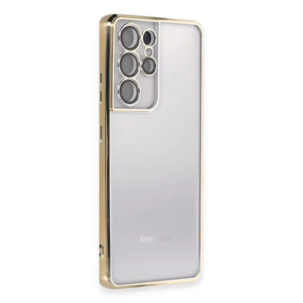 Samsung Galaxy S21 Ultra Kılıf Razer Lensli Silikon - Gold
