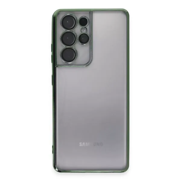 Samsung Galaxy S21 Ultra Kılıf Razer Lensli Silikon - Yeşil