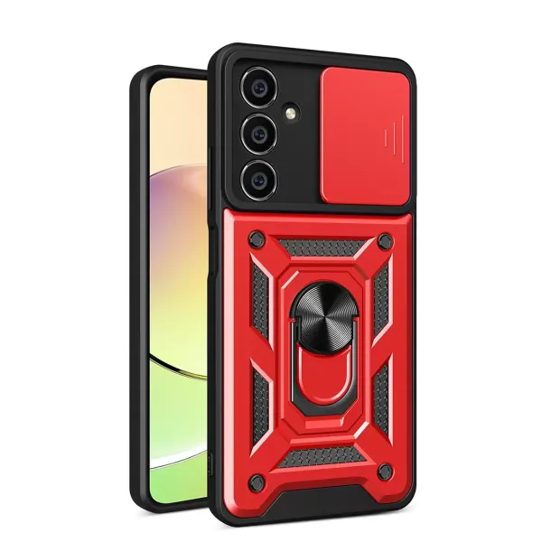 Samsung Galaxy A35 5g Kılıf Pars Lens Yüzüklü Silikon - Kırmızı