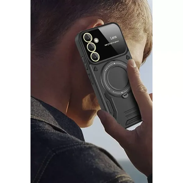 Samsung Galaxy A54 5g Kılıf Joy Lens Standlı Kapak - Siyah