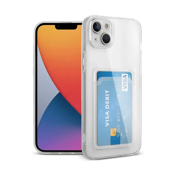 Apple İphone 15 Kılıf Kart Şeffaf Silikon - Şeffaf