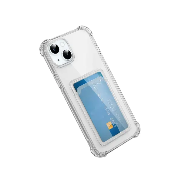 Apple İphone 15 Kılıf Kart Şeffaf Silikon - Şeffaf