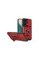 Xiaomi Poco X6 Kılıf Pars Lens Yüzüklü Silikon - Kırmızı