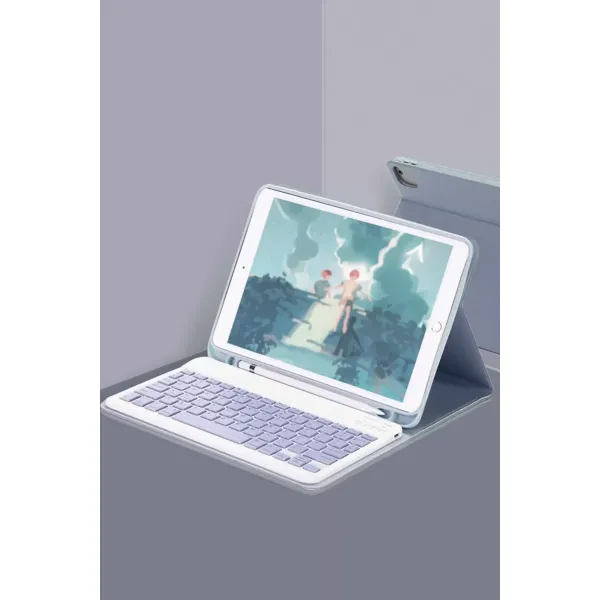 Apple İpad 10.2 (9.nesil) Kılıf Kc01 Smart Klavyeli Tablet Kılıfı - Lacivert