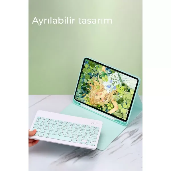 Apple İpad 10.2 (9.nesil) Kılıf Kc01 Smart Klavyeli Tablet Kılıfı - Lacivert