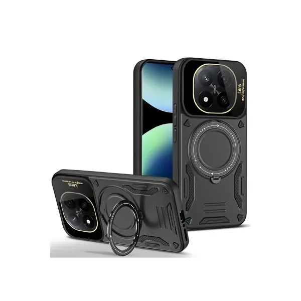Xiaomi Redmi Note 14 Pro 4g Kılıf Joy Lens Standlı Kapak - Siyah