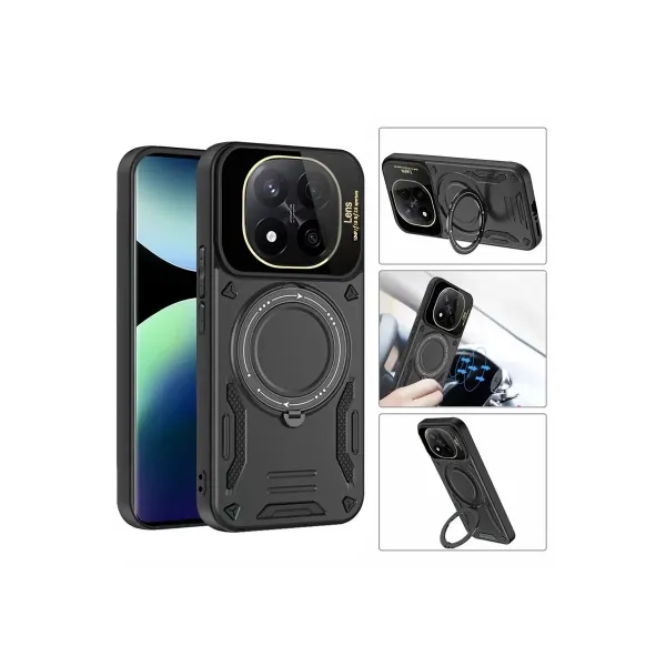Xiaomi Redmi Note 14 Pro 4g Kılıf Joy Lens Standlı Kapak - Siyah