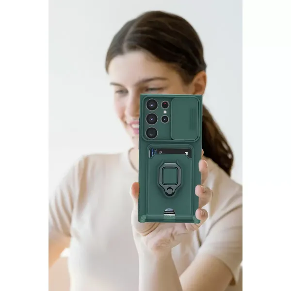 Samsung Galaxy S25 Ultra Kılıf Zuma Kartvizitli Yüzüklü Silikon - Lacivert