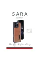 Apple İphone 16 Pro Kılıf Sara Kartvizitli Deri Kılıf - Taba