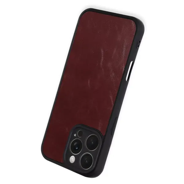Apple İphone 16 Pro Max Kılıf Aras Deri Kapak - Bordo