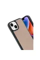 Apple İphone 15 Kılıf Aras Deri Kapak - Pudra