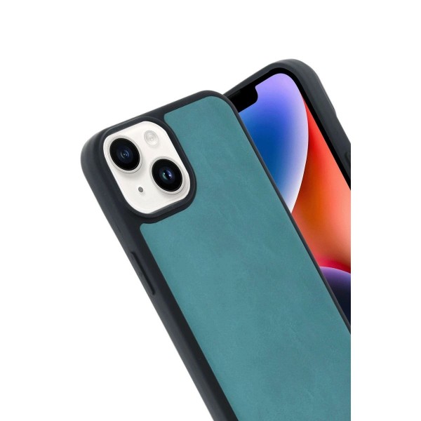 Apple İphone 15 Kılıf Aras Deri Kapak - Açık Yeşil