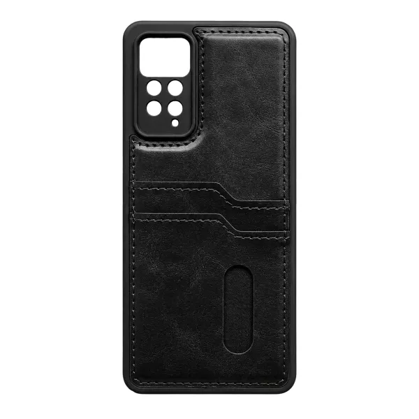 Xiaomi Redmi Note 12 Pro 4g Kılıf Sara Kartvizitli Deri Kılıf - Siyah