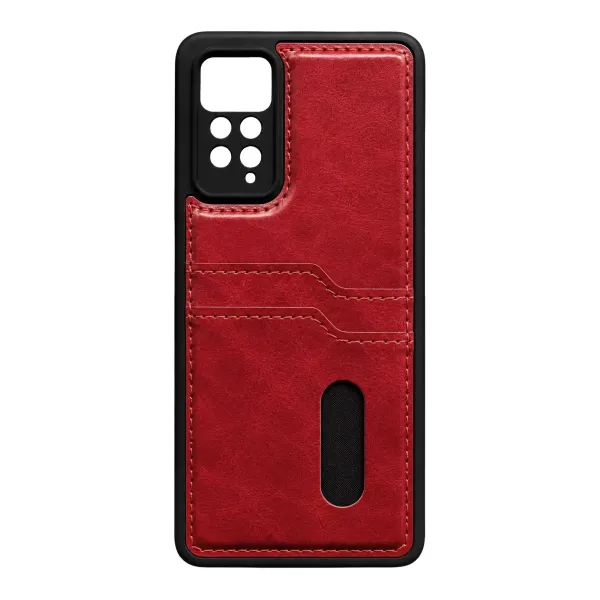Xiaomi Redmi Note 12 Pro 4g Kılıf Sara Kartvizitli Deri Kılıf - Kırmızı