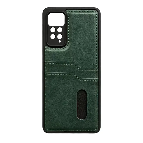 Xiaomi Redmi Note 12 Pro 4g Kılıf Sara Kartvizitli Deri Kılıf - Koyu Yeşil